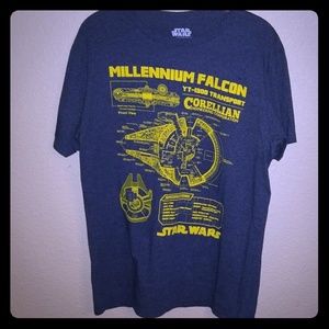 Star Wars Millennium Falcon Blue Prints T-shirt L